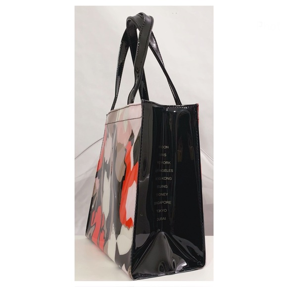 NWT TED BAKER Retro Flood Black Printed Icon Small Double Handle Tote Bag - Picture 3 of 8